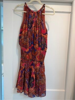 A.L.C. Orange Pink Paisley Mini Dress